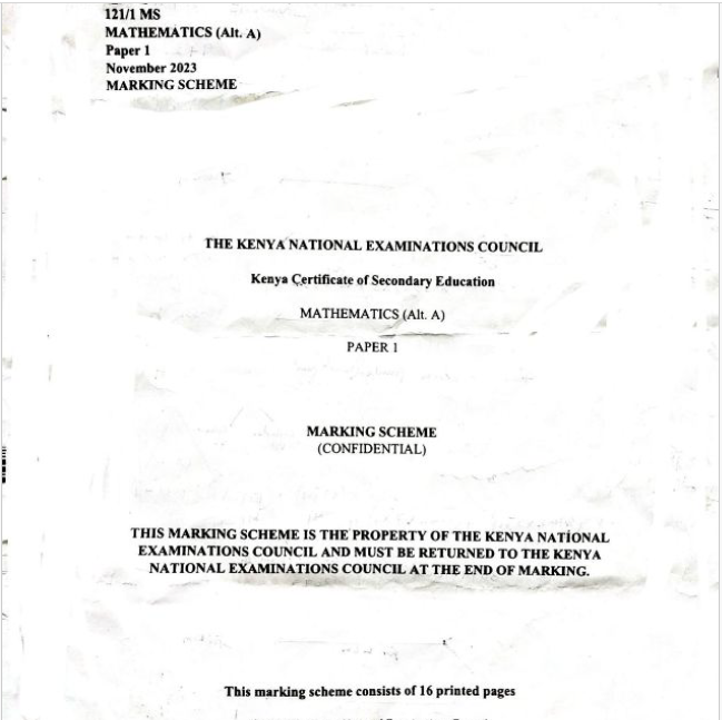 Thumbnail preview of KCSE 2023 MATHS PAPER 1