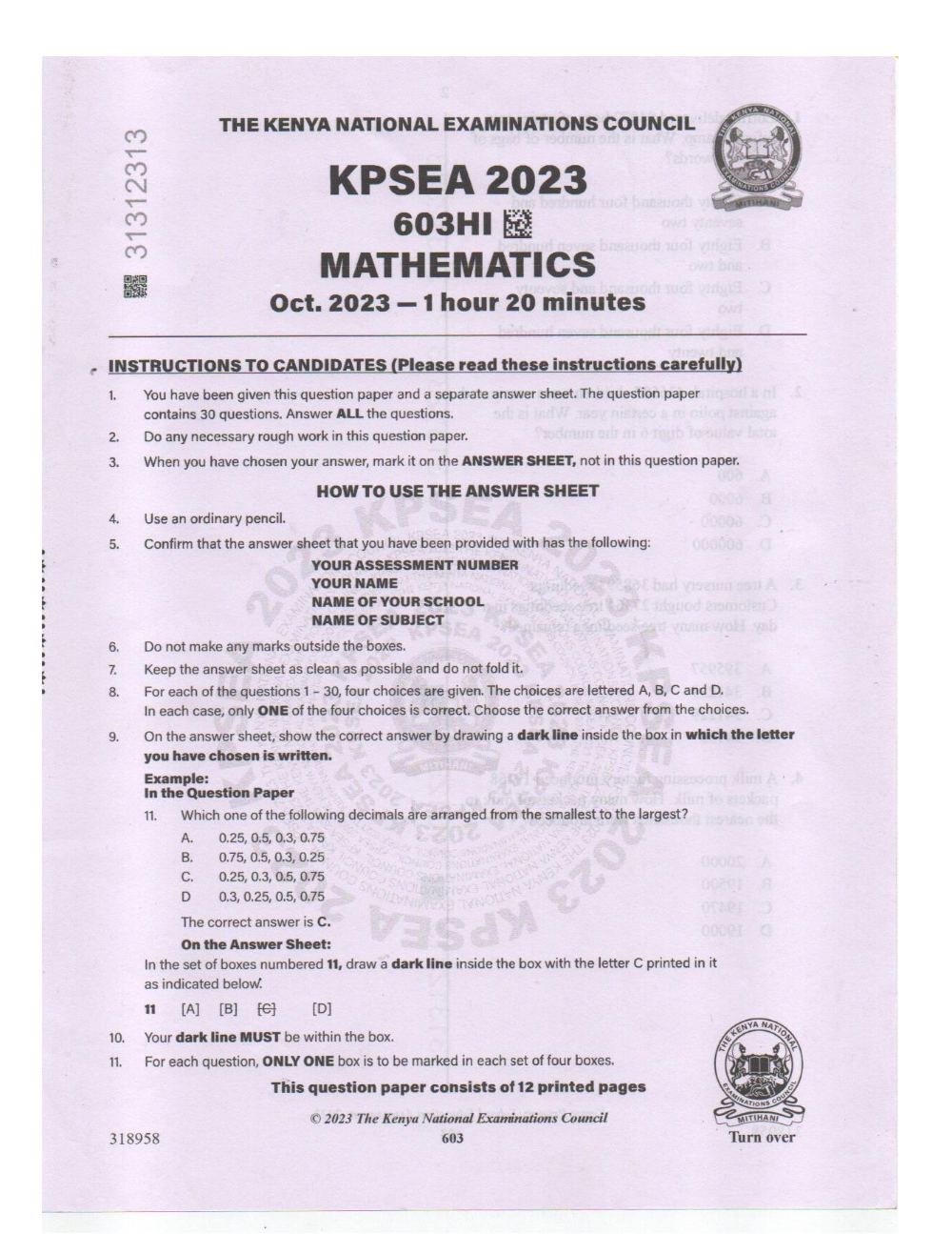 Thumbnail preview of KPSEA 2023 Mathematics