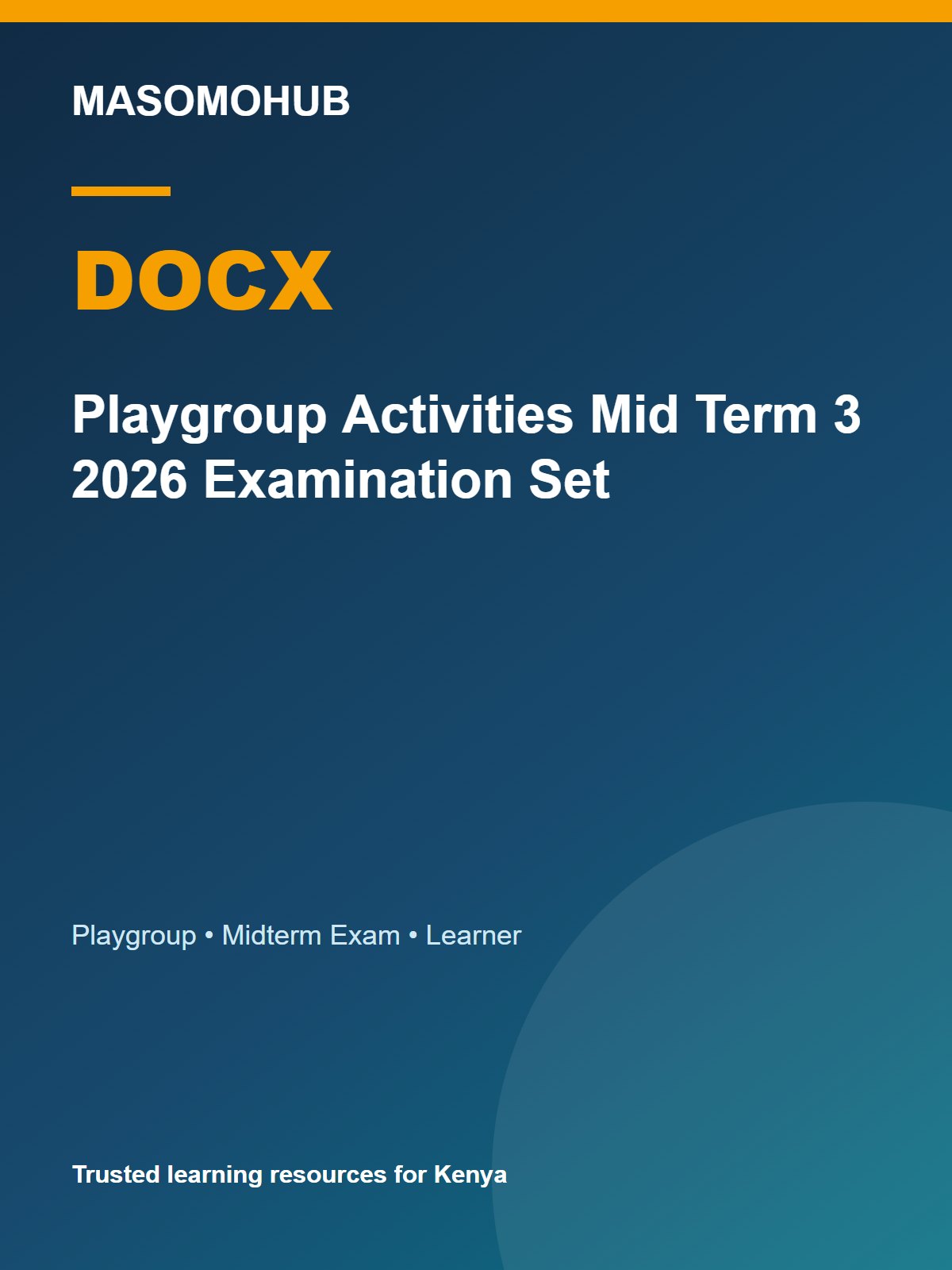 Thumbnail preview of Playgroup  Activities Mid Term 3  2026  Examination Set