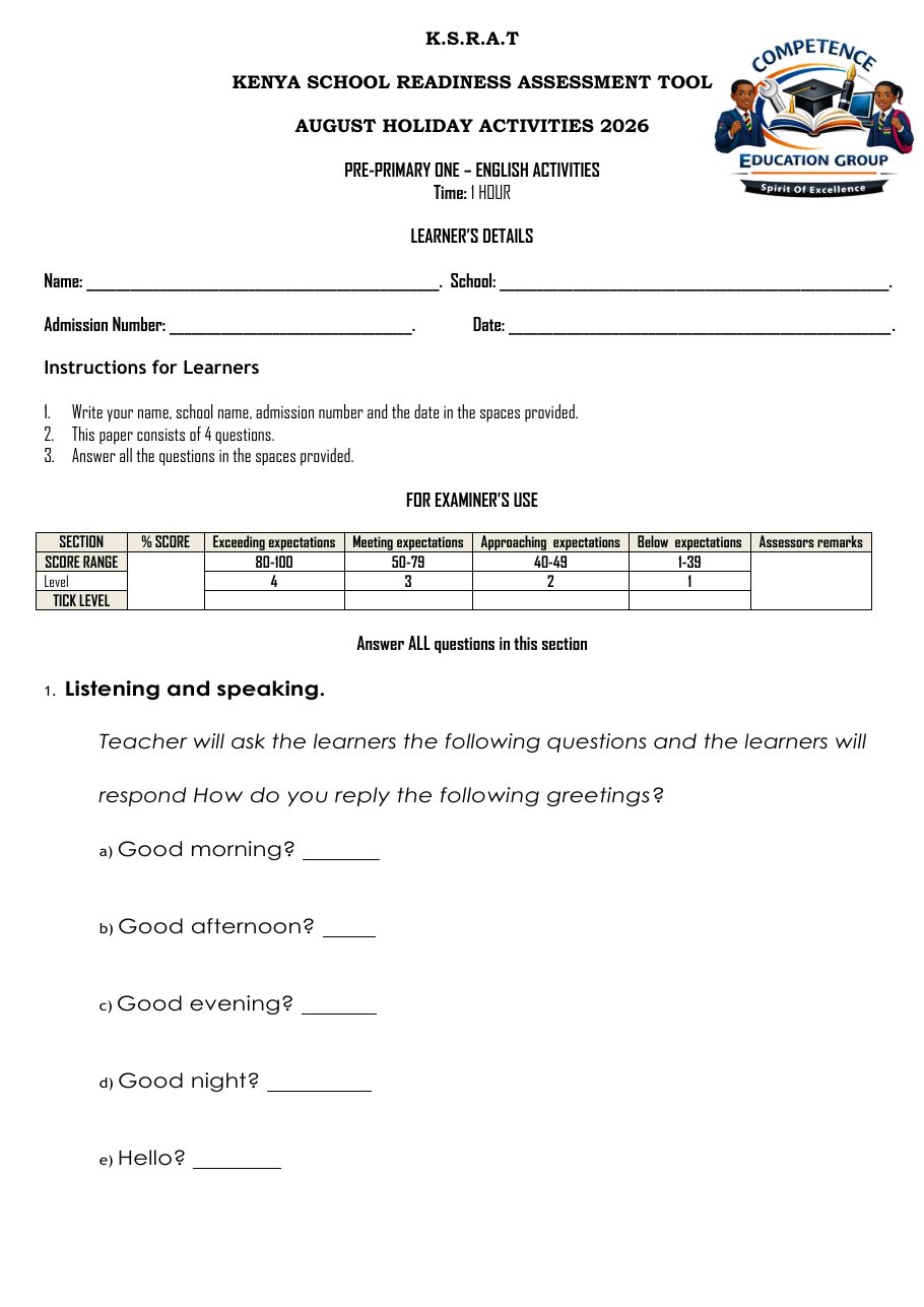 Thumbnail preview of August 2026 Holiday PP1 English Assignment