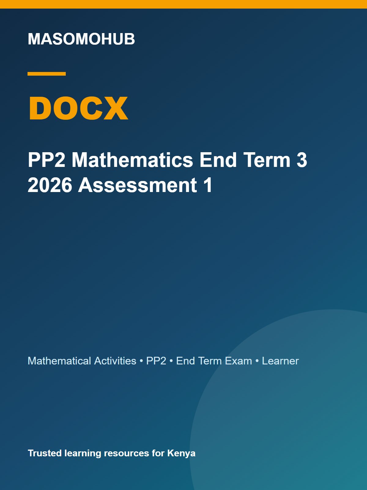 Thumbnail preview of PP2 Mathematics End Term 3 2026 Assessment 1