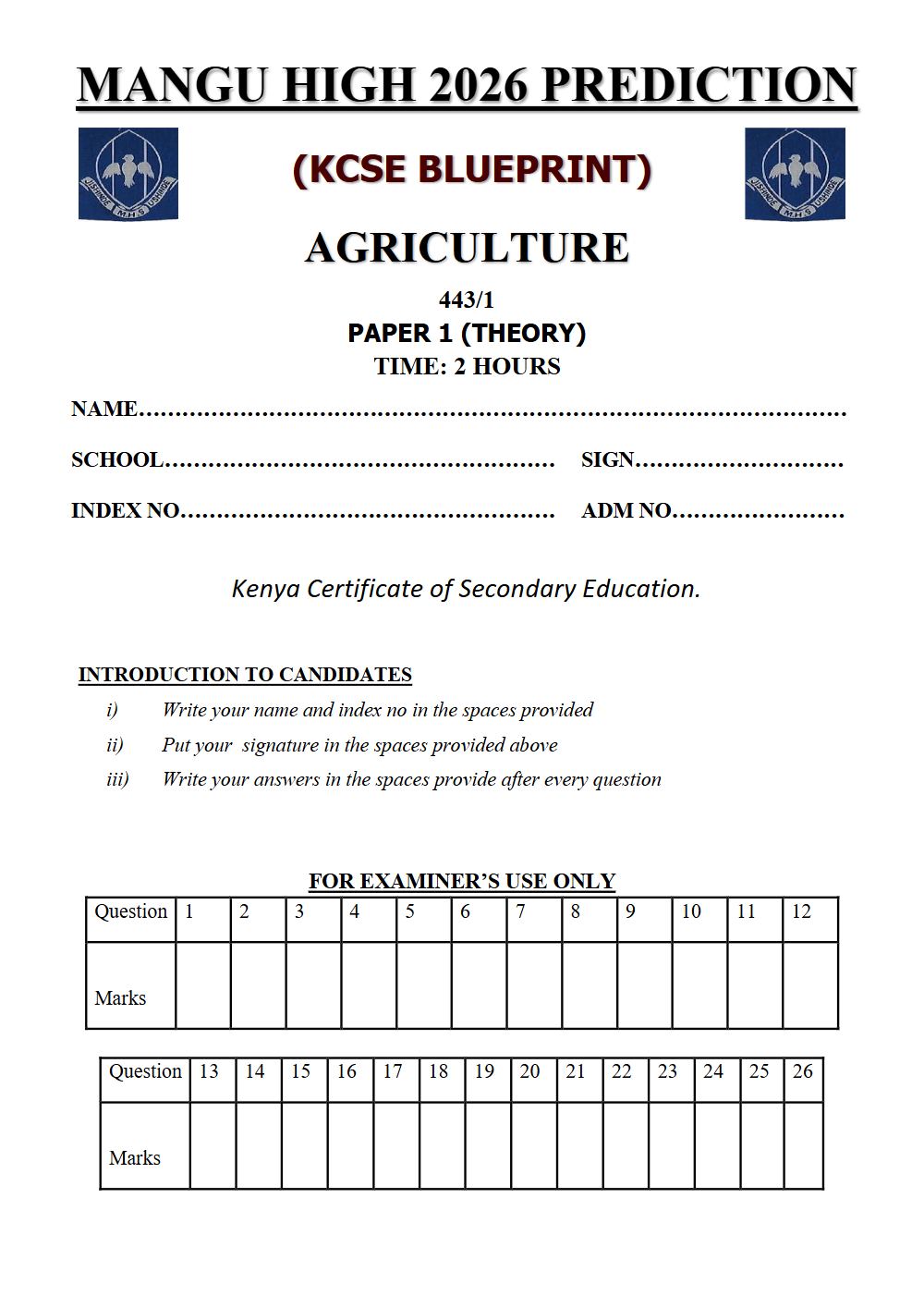 Thumbnail preview of Form 4 Agriculture Paper 1 KCSE Prediction 2026_21