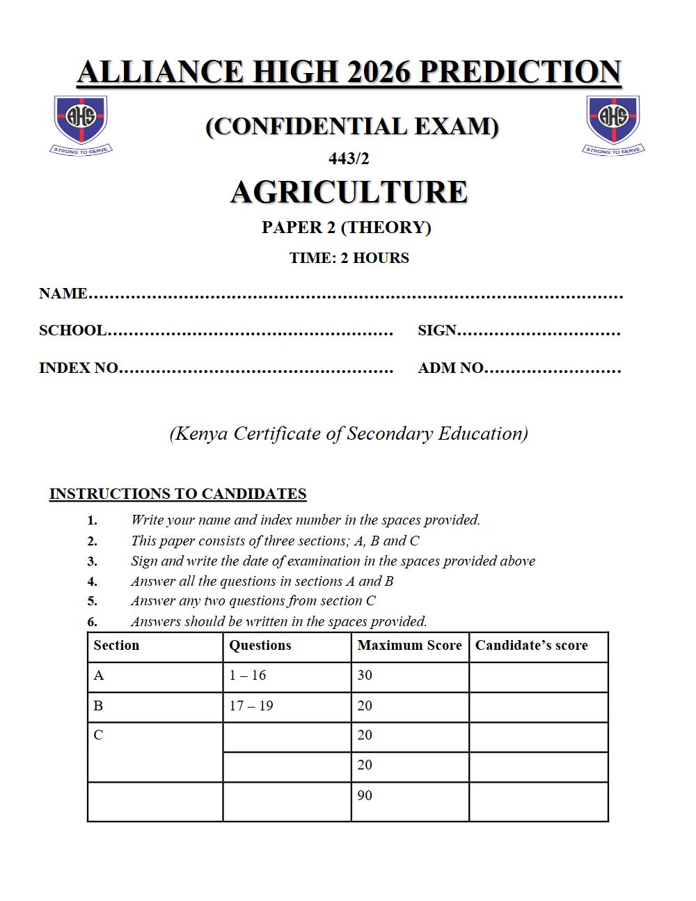 Preview of Form 4 KCSE Prediction Agriculture Paper 2 Prediction Paper 2026