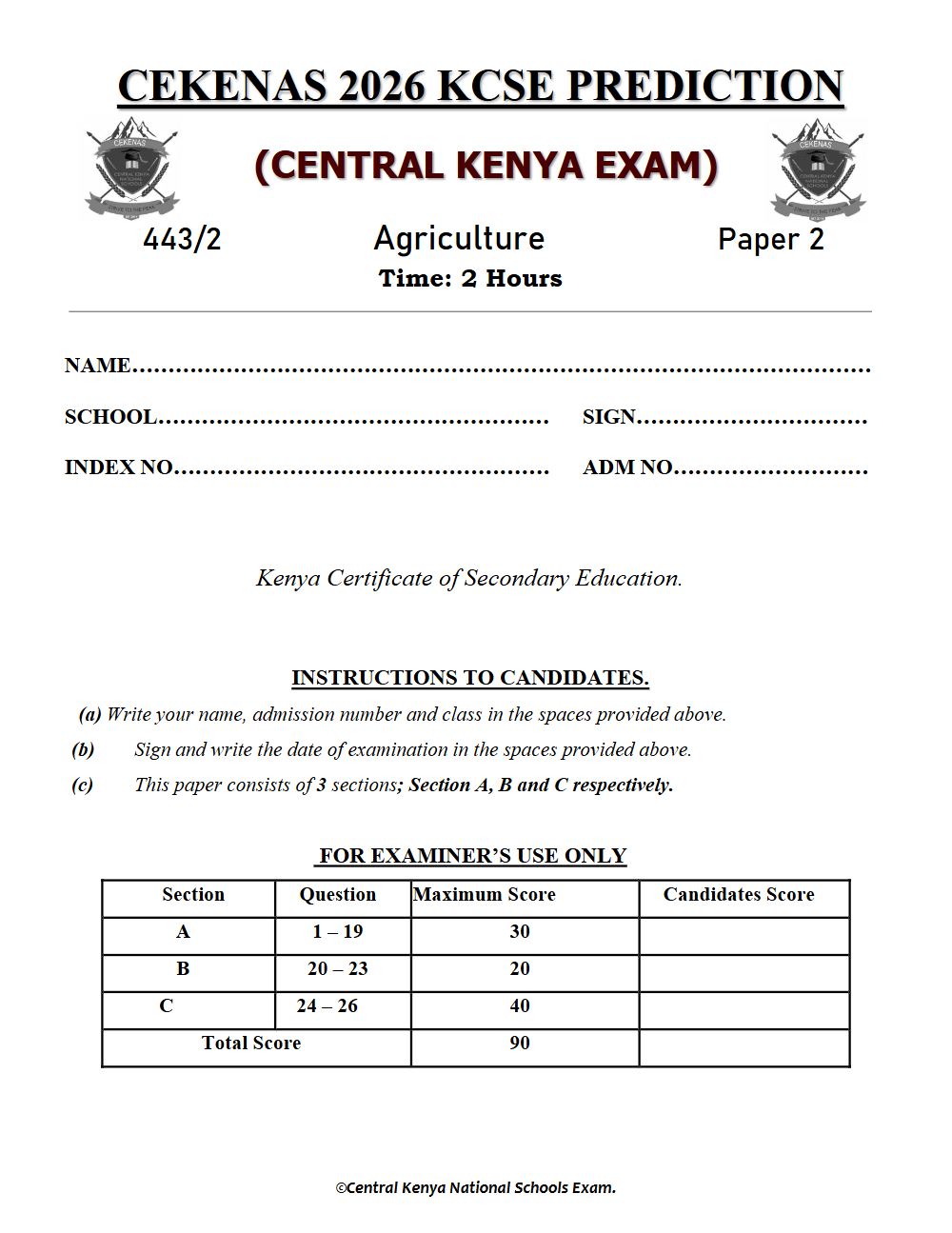 Preview of Form 4 KCSE Prediction Agriculture Paper 2 Prediction Paper 2026