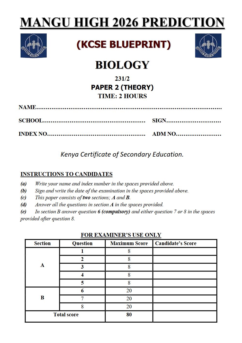 Thumbnail preview of Form 4 Biology Paper 2 KCSE Prediction 2026_21