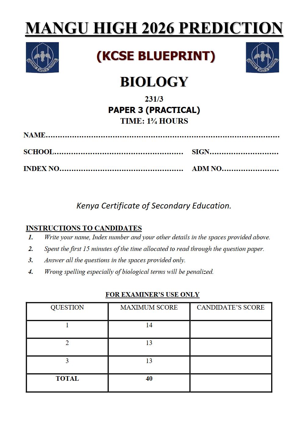Thumbnail preview of Form 4 Biology Paper 3 KCSE Prediction 2026_21
