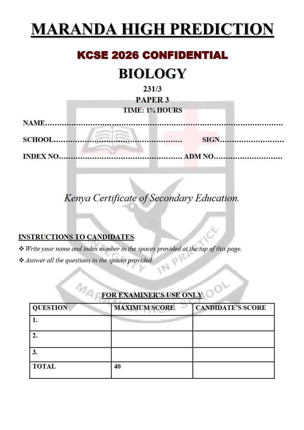 Thumbnail preview of Form 4 Biology Paper 3 KCSE Prediction 2026_22