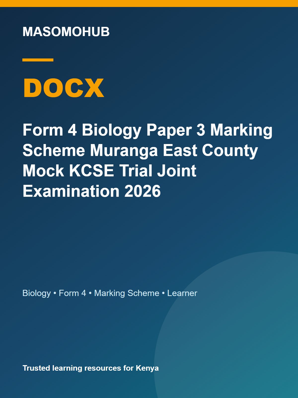 Thumbnail preview of Form 4 Biology Paper 3 Marking Scheme Muranga East County Mock KCSE Trial Joint Examination 2026