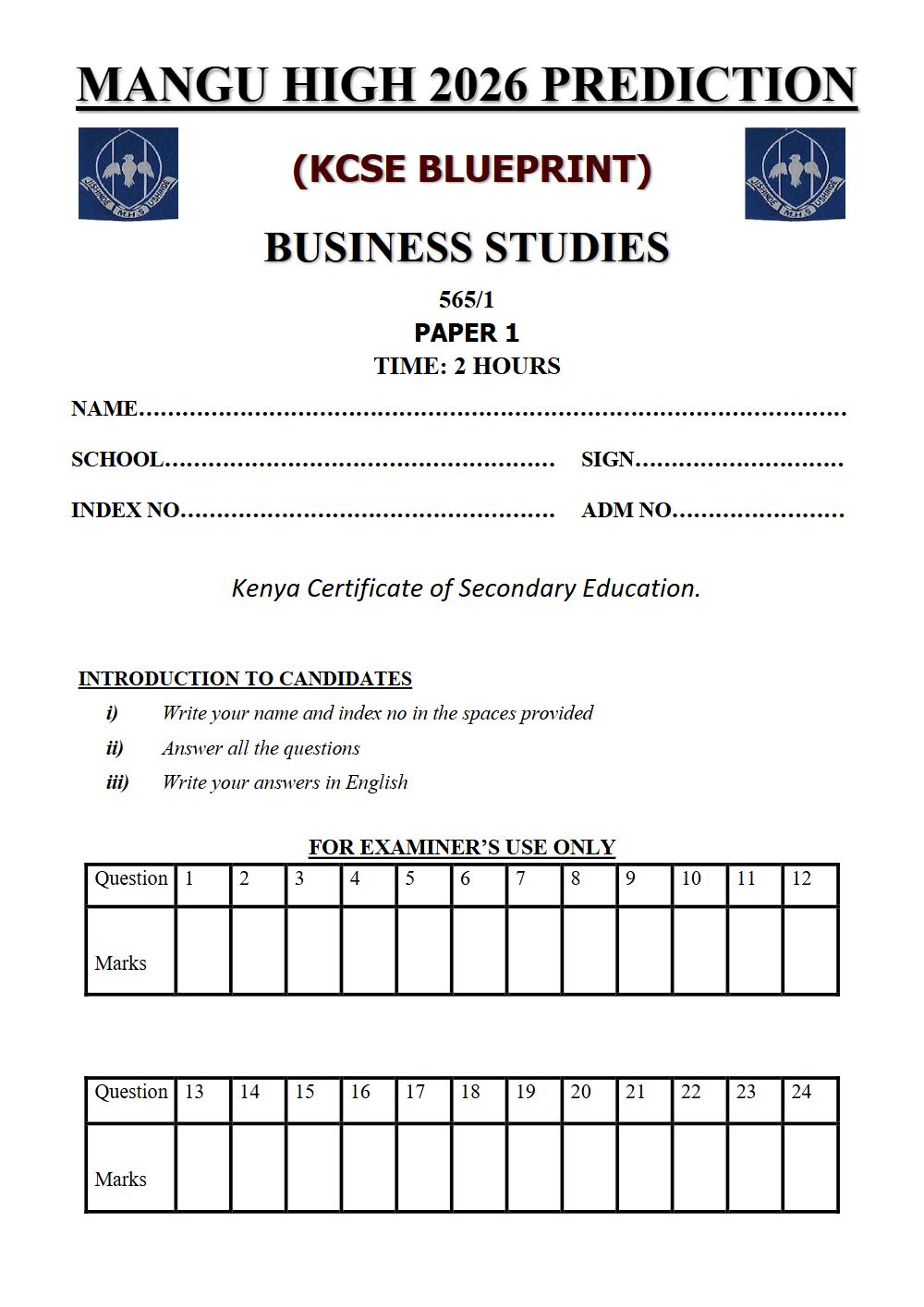 Thumbnail preview of Form 4 Business Studies Paper 1 KCSE Prediction 2026_21