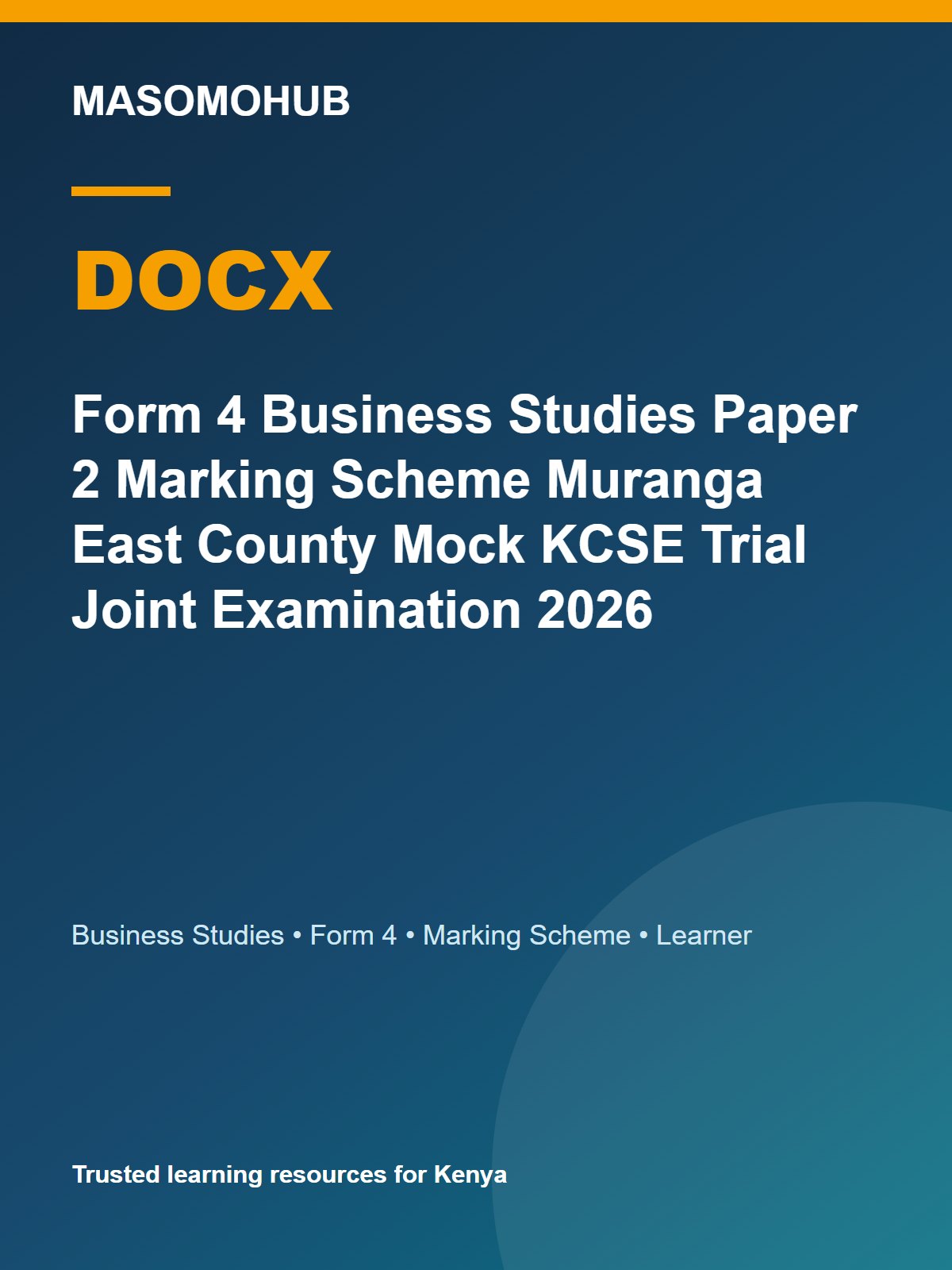 Preview of Form 4 KCSE Business Studies Paper 2 Marking Scheme 2026