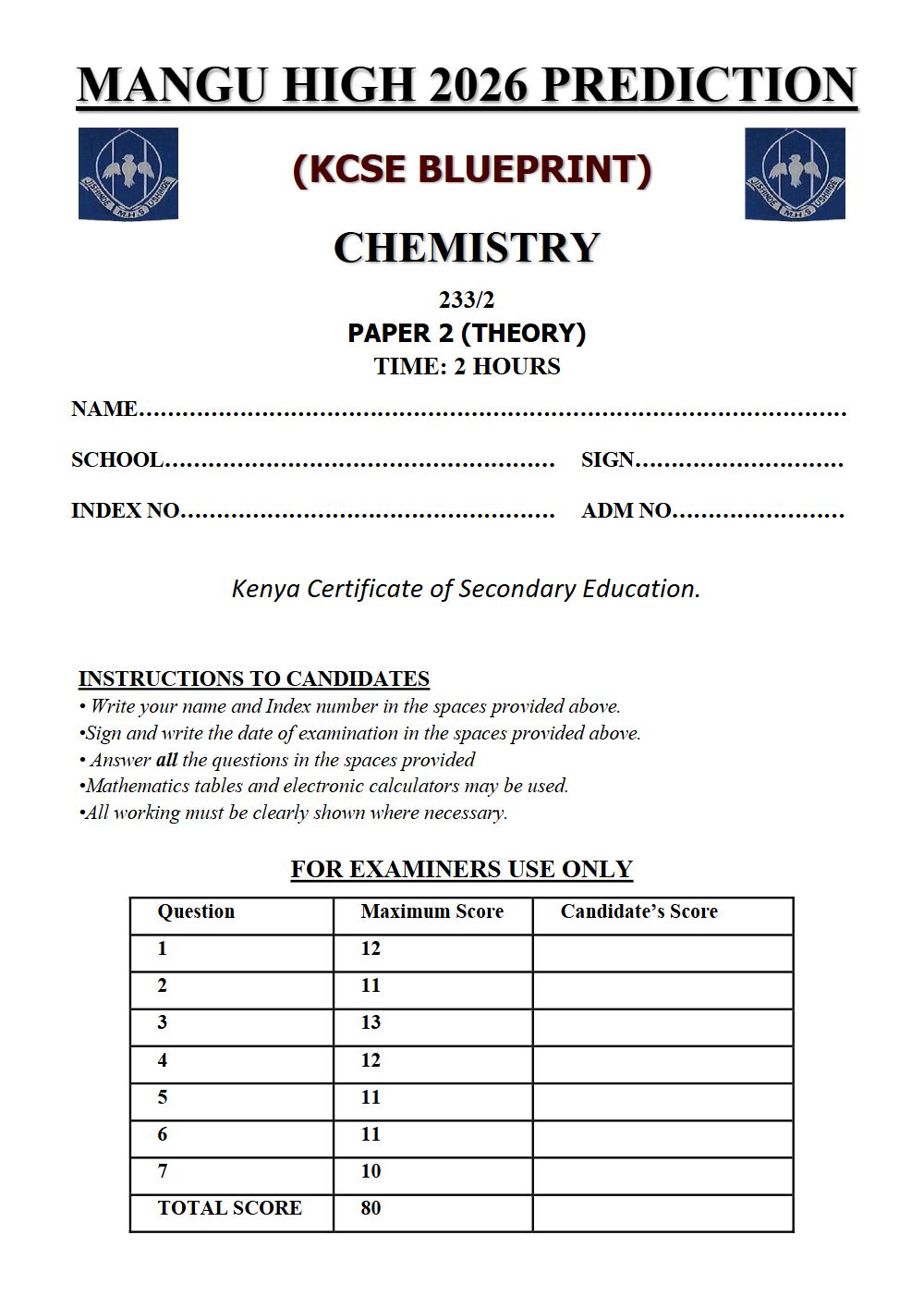 Thumbnail preview of Form 4 Chemistry Paper 2 KCSE Prediction 2026_21