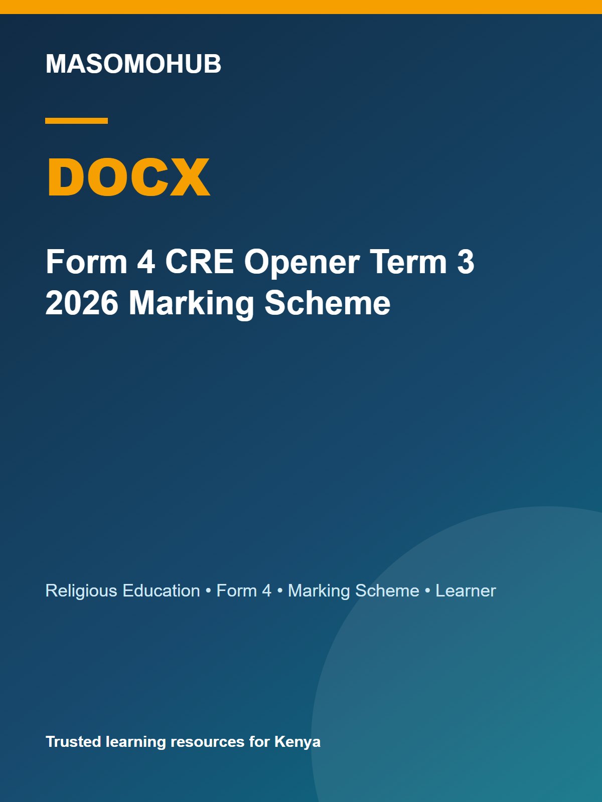 Thumbnail preview of Form 4 CRE Opener Term 3 2026 Marking Scheme