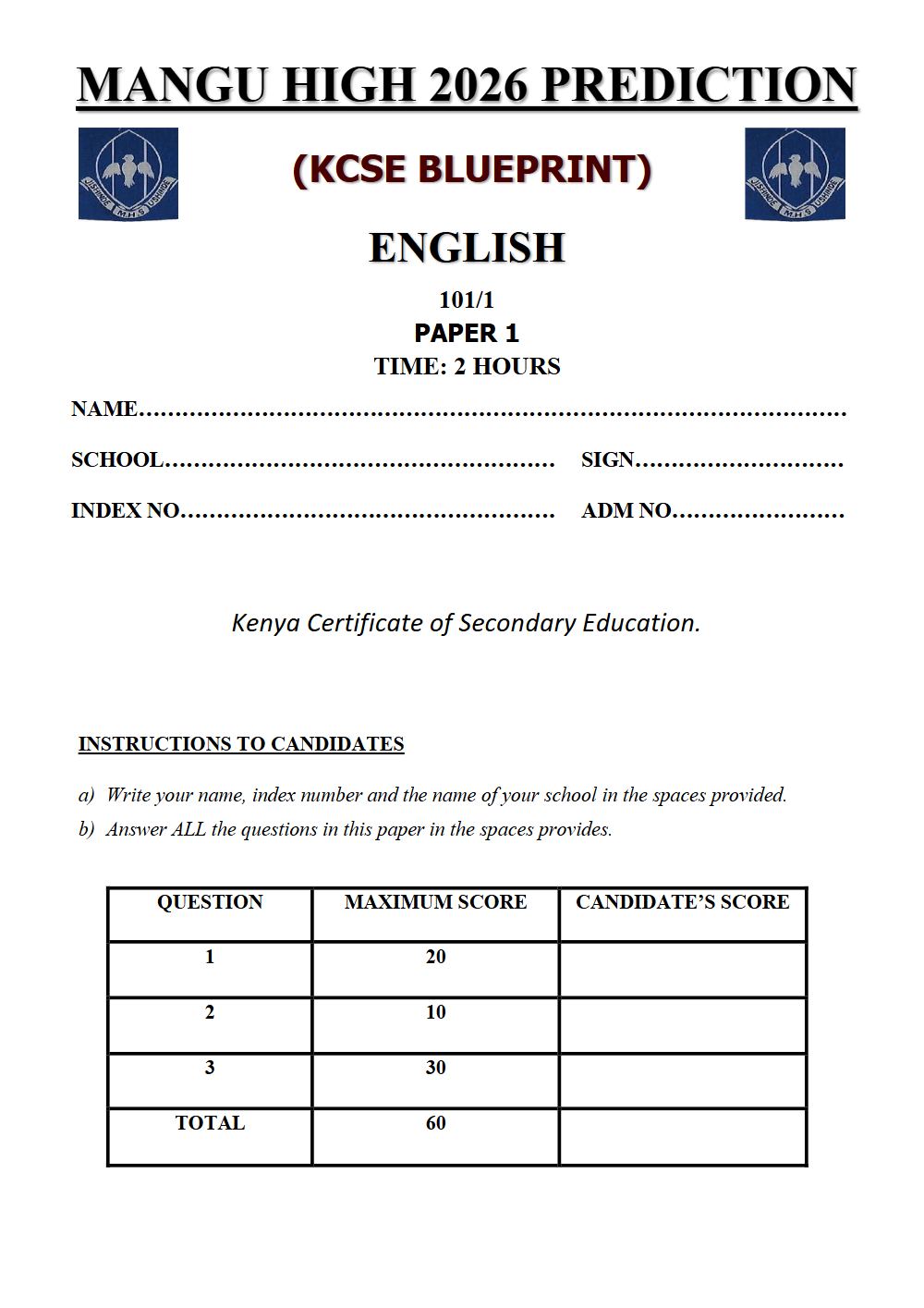 Thumbnail preview of Form 4 English Paper 1 KCSE Prediction 2026_21