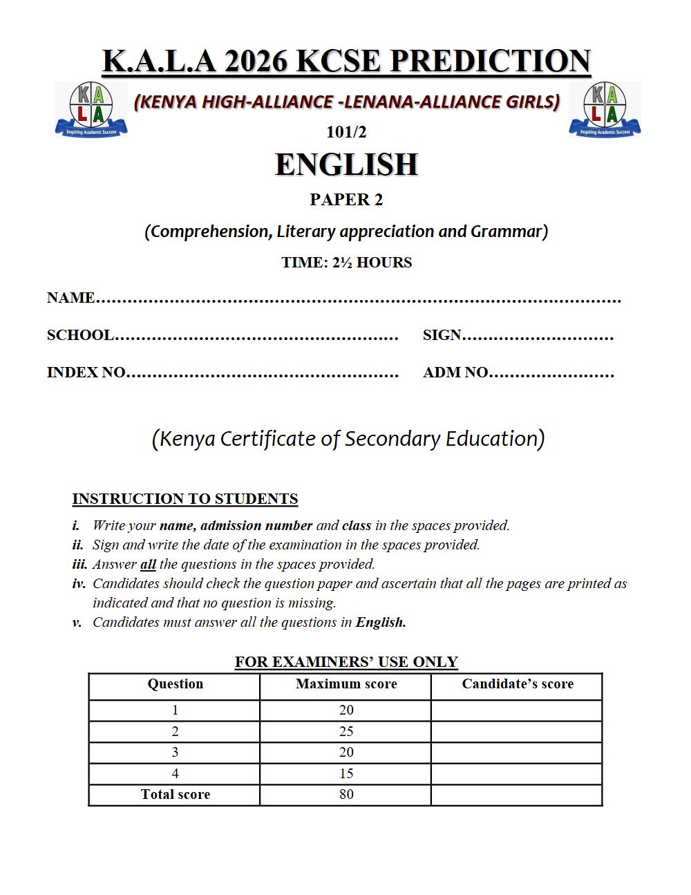 Thumbnail preview of Form 4 English Paper 2 KCSE Prediction 2026_9