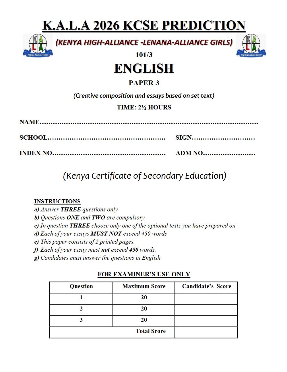 Thumbnail preview of Form 4 English Paper 3 KCSE Prediction 2026_9