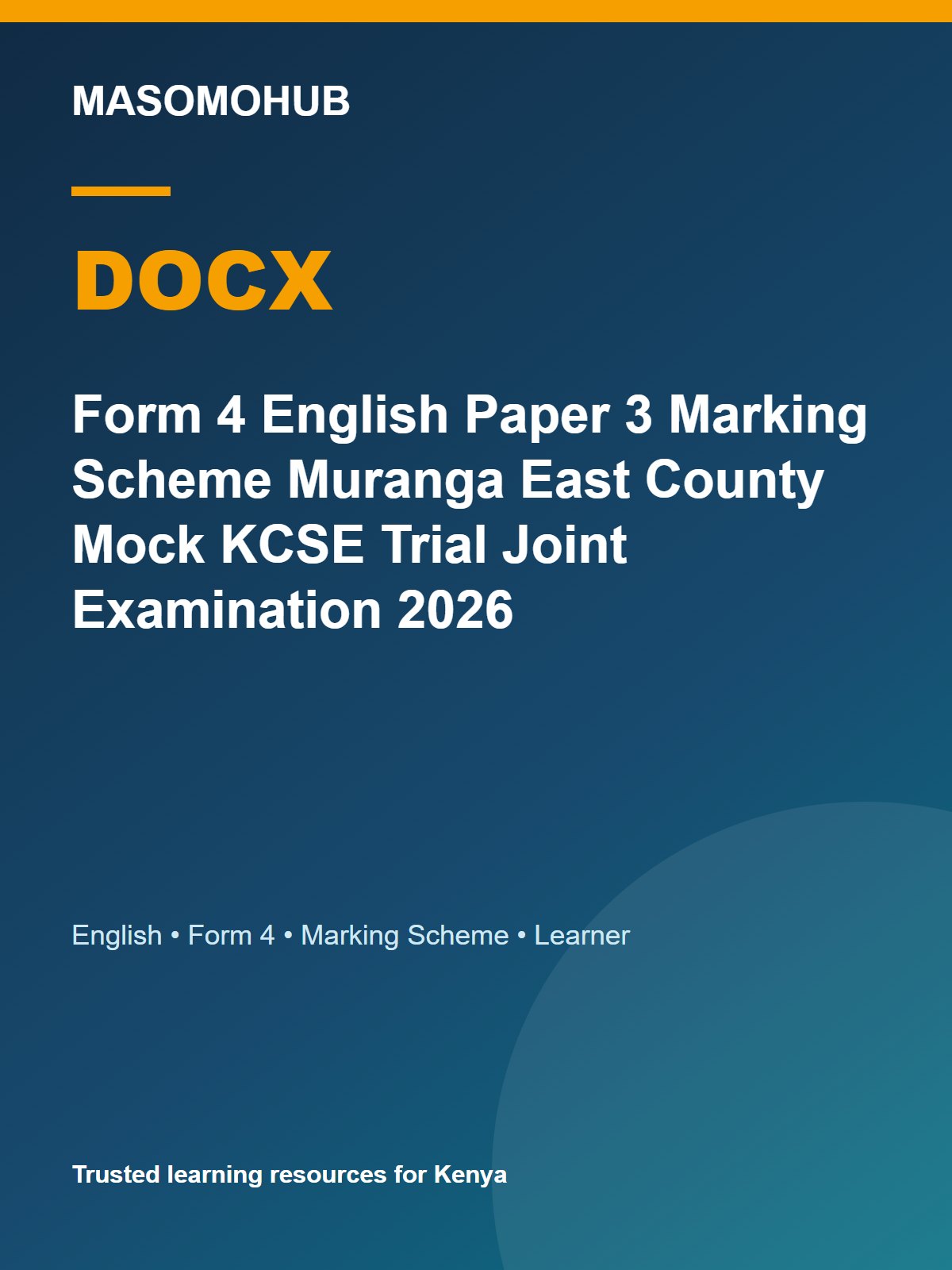 Thumbnail preview of Form 4 English Paper 3 Marking Scheme Muranga East County Mock KCSE Trial Joint Examination 2026