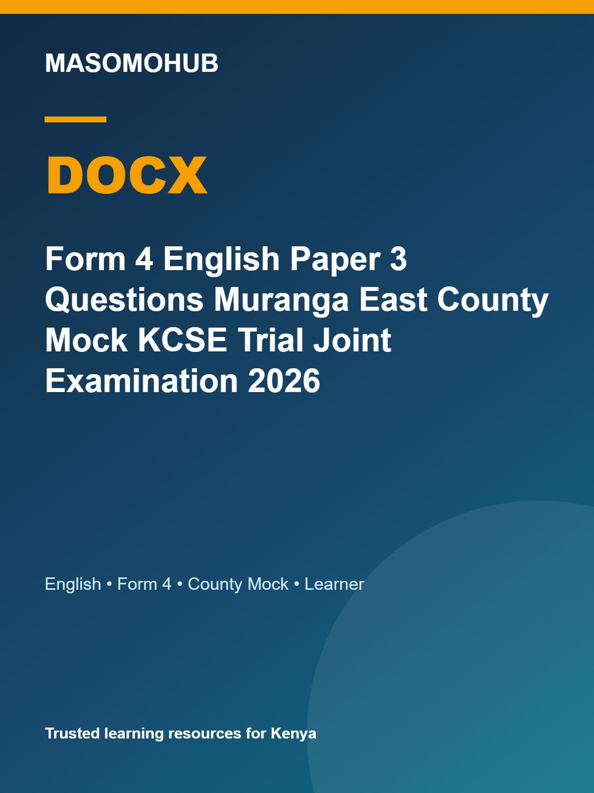 Thumbnail preview of Form 4 English Paper 3 Questions Muranga East County Mock KCSE Trial Joint Examination 2026