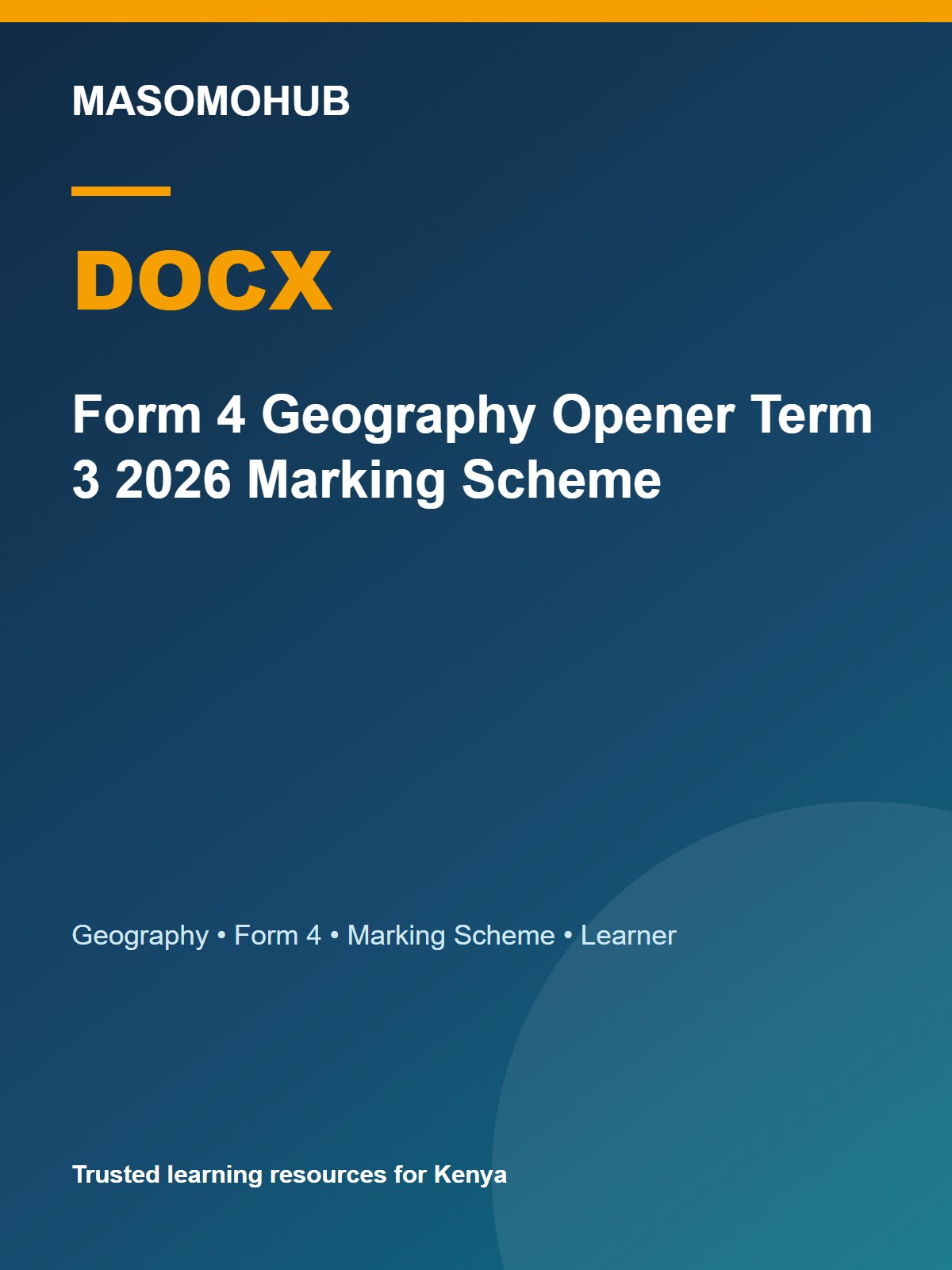 Thumbnail preview of Form 4 Geography Opener Term 3 2026 Marking Scheme