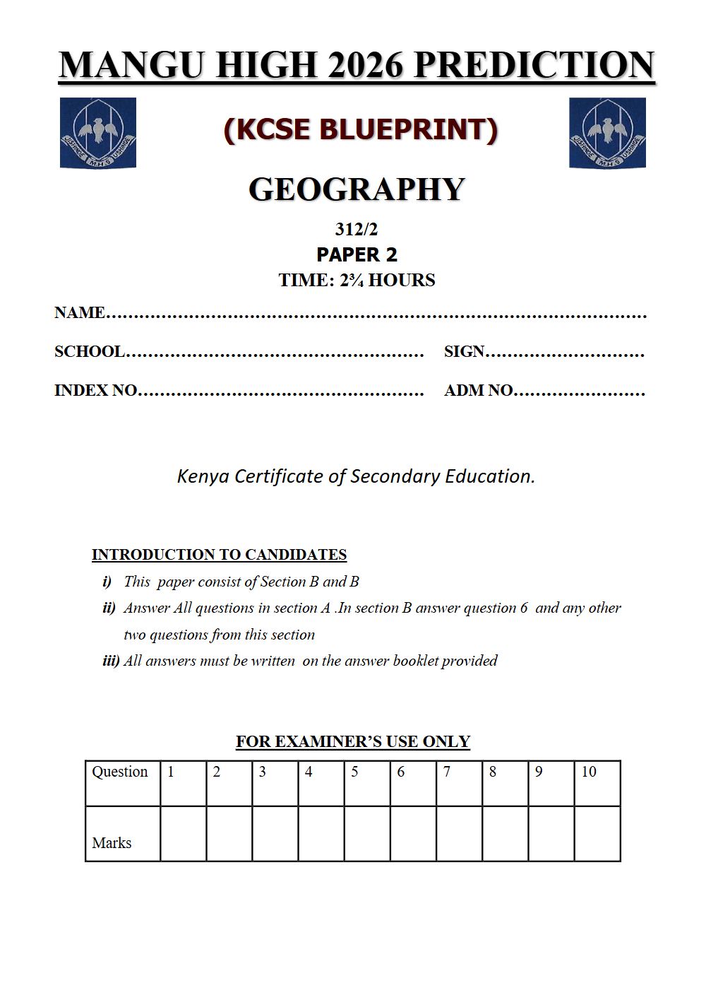 Thumbnail preview of Form 4 Geography Paper 2 KCSE Prediction 2026_21