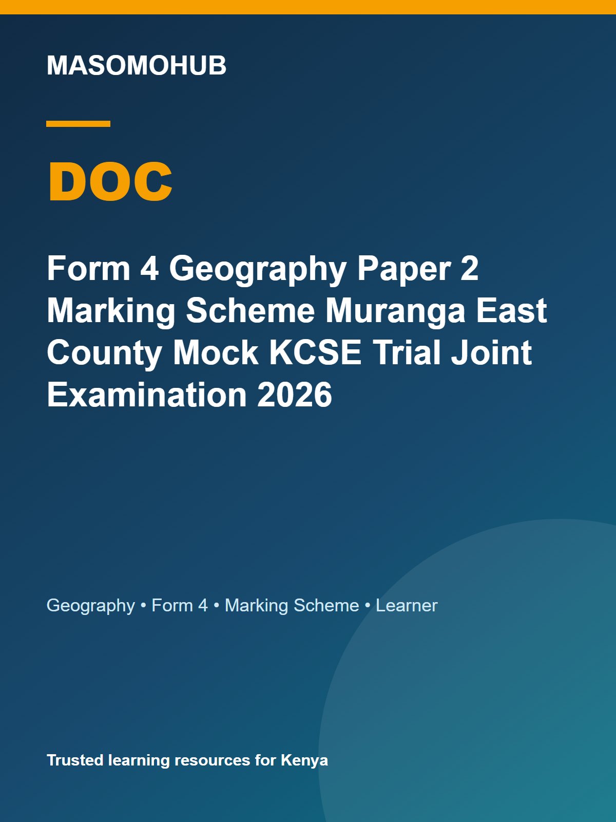Thumbnail preview of Form 4 Geography Paper 2 Marking Scheme Muranga East County Mock KCSE Trial Joint Examination 2026