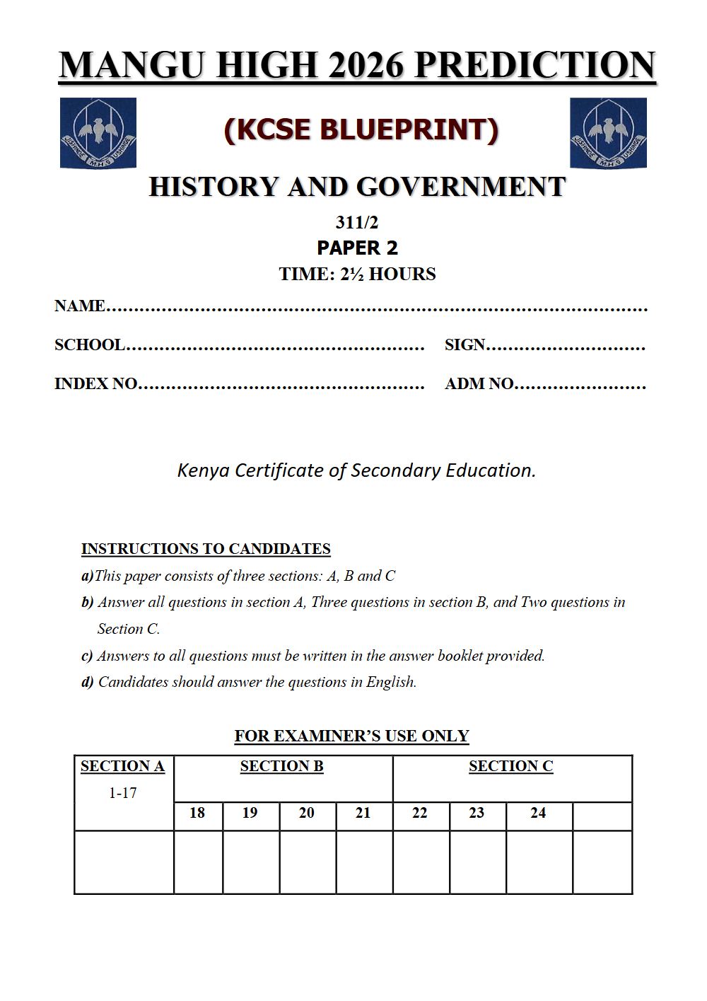 Thumbnail preview of Form 4 History and Government Paper 2 KCSE Prediction 2026_21