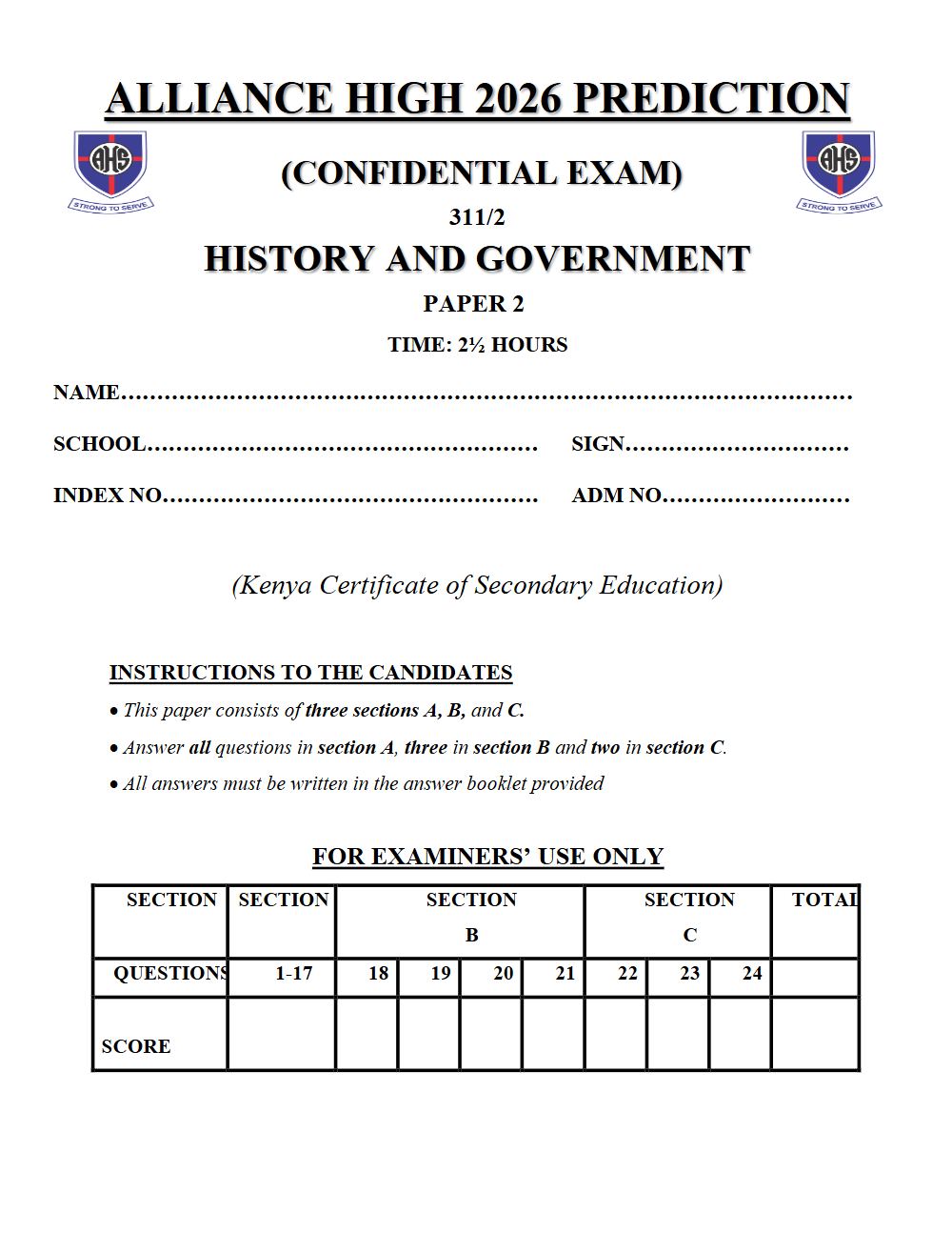 Preview of Form 4 KCSE Prediction History & Government Paper 2 Prediction Paper 2026
