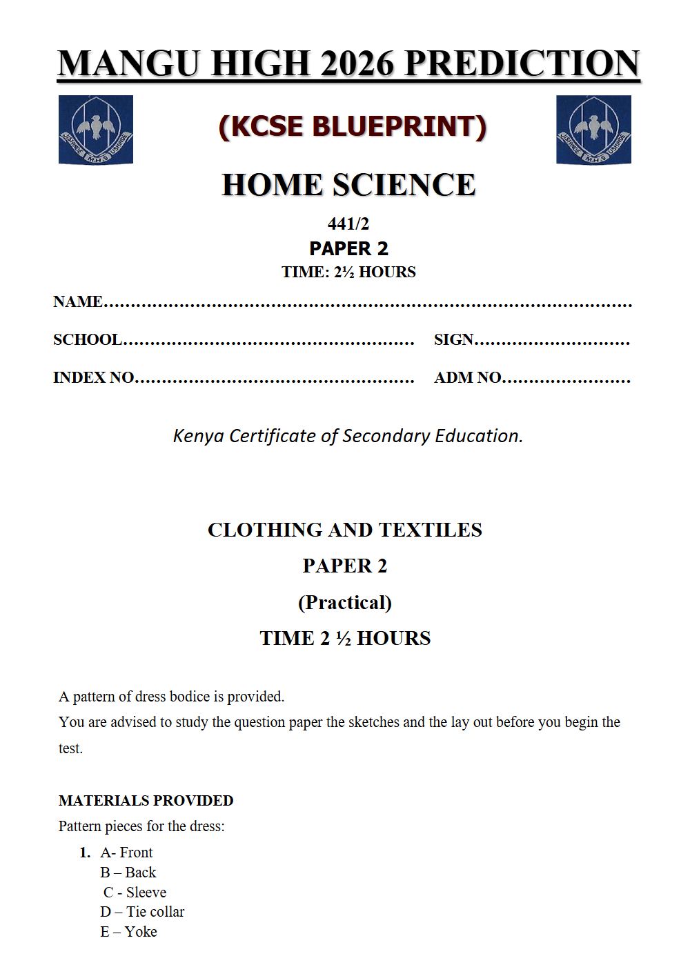 Thumbnail preview of Form 4 Home Science Paper 2 KCSE Prediction 2026_21