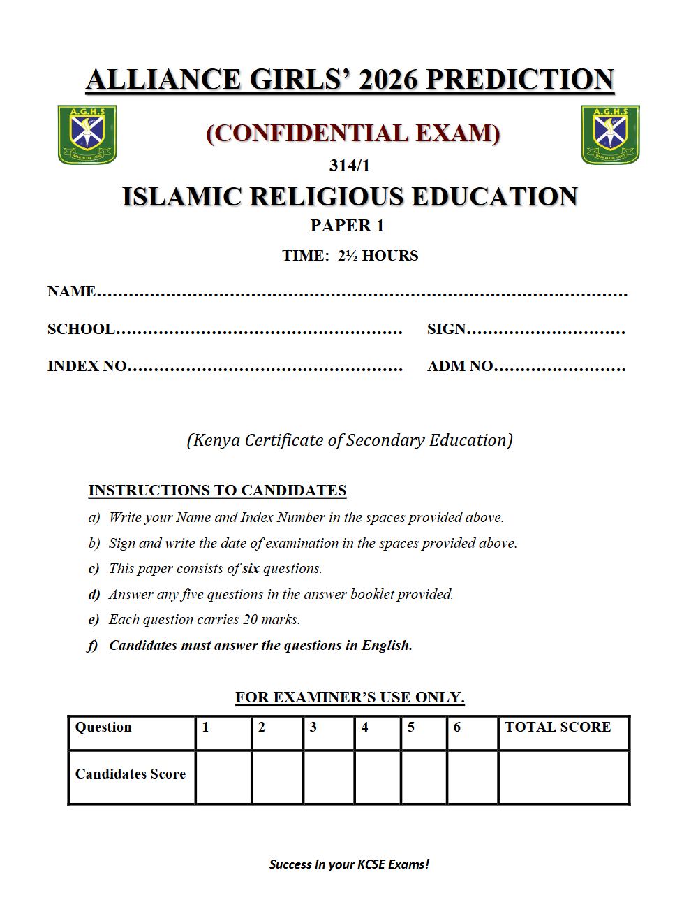 Thumbnail preview of Form 4 IRE Paper 1 KCSE Prediction 2026_6