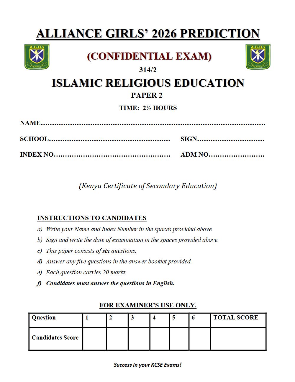 Thumbnail preview of Form 4 IRE Paper 2 KCSE Prediction 2026_6