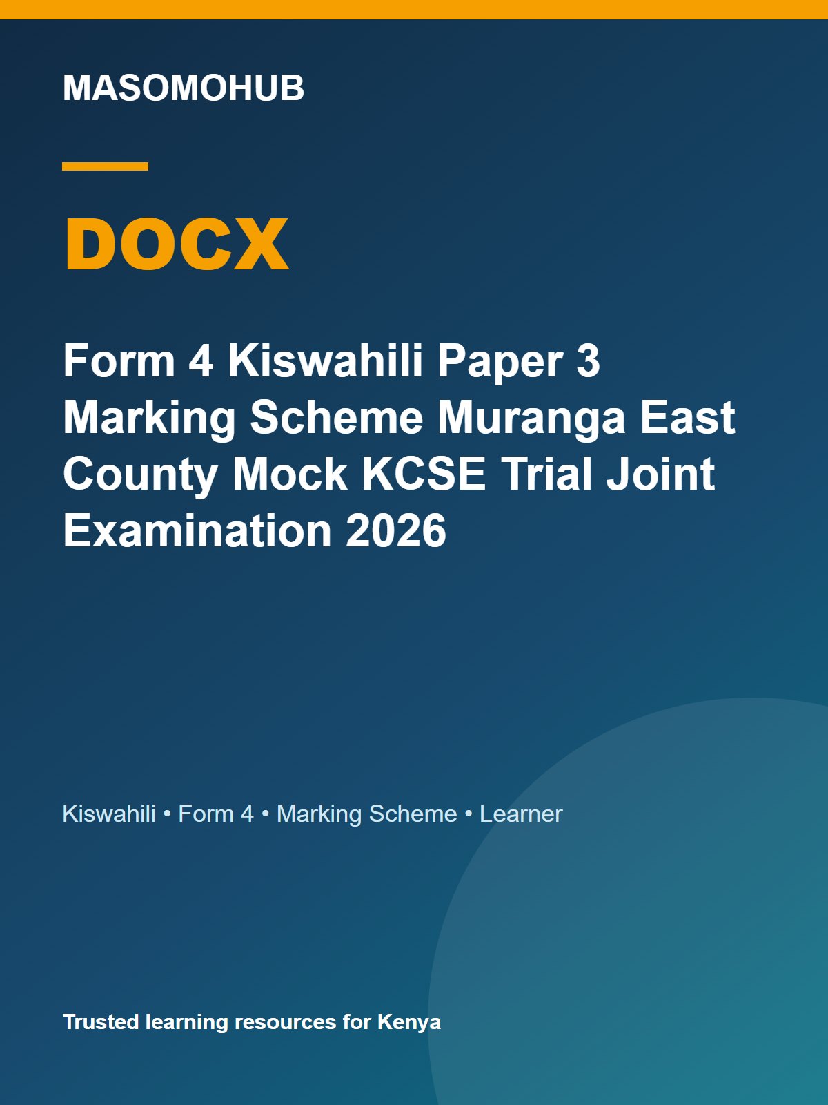 Thumbnail preview of Form 4 Kiswahili Paper 3 Marking Scheme Muranga East County Mock KCSE Trial Joint Examination 2026