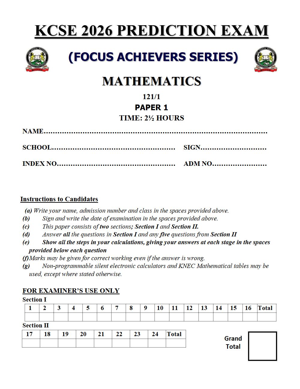 Thumbnail preview of Form 4 Mathematics Paper 1 KCSE Prediction 2026_8