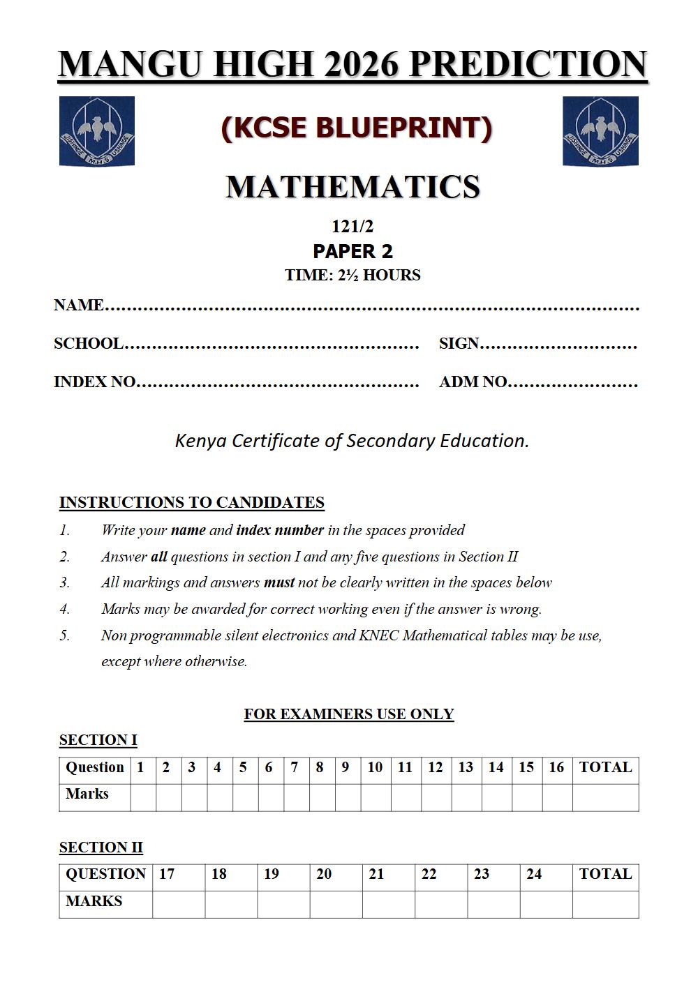 Thumbnail preview of Form 4 Mathematics Paper 2 KCSE Prediction 2026_21