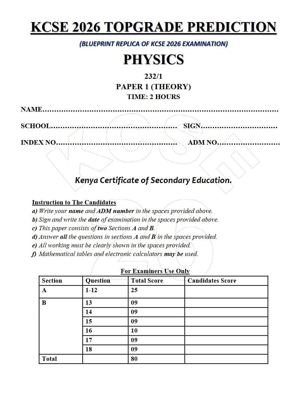 Thumbnail preview of Form 4 Physics Paper 1 KCSE Prediction 2026_20