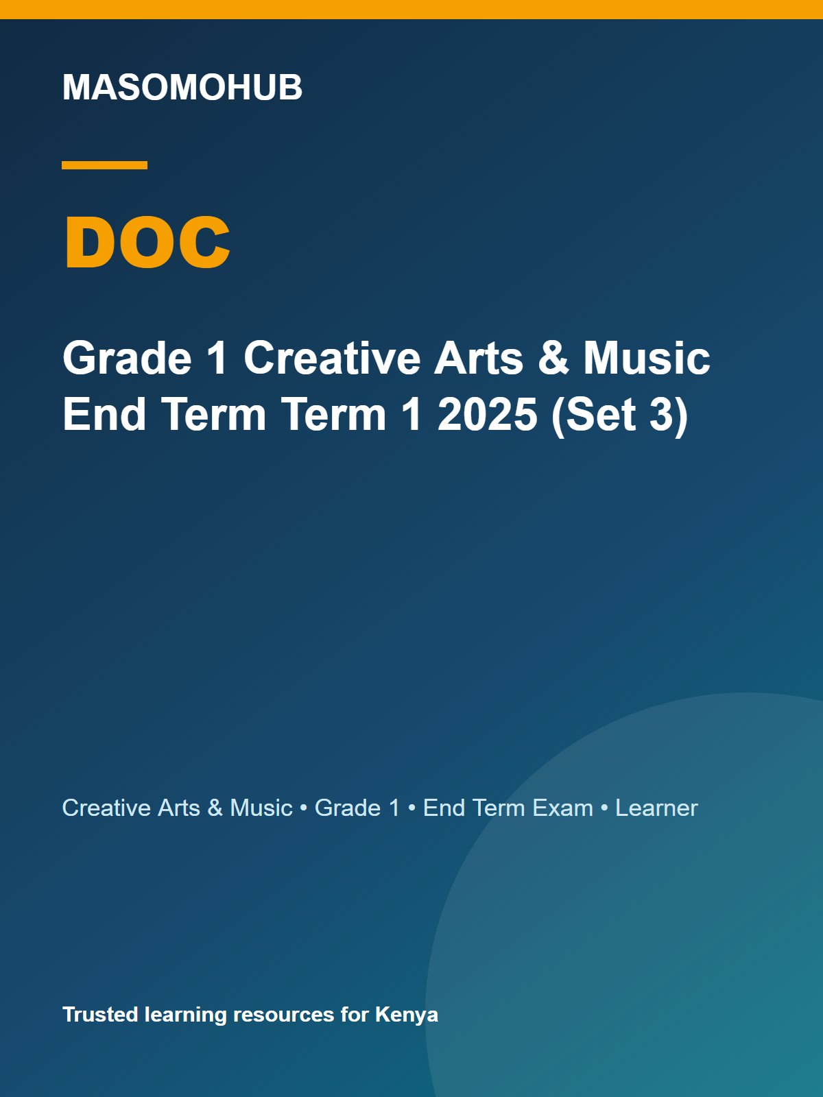 Thumbnail preview of Grade 1 Creative Arts & Music End Term Term 1 2025 (Set 3)