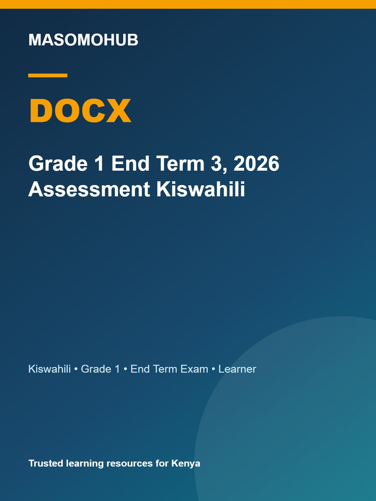 Thumbnail preview of Grade 1 End Term 3, 2026 Assessment Kiswahili
