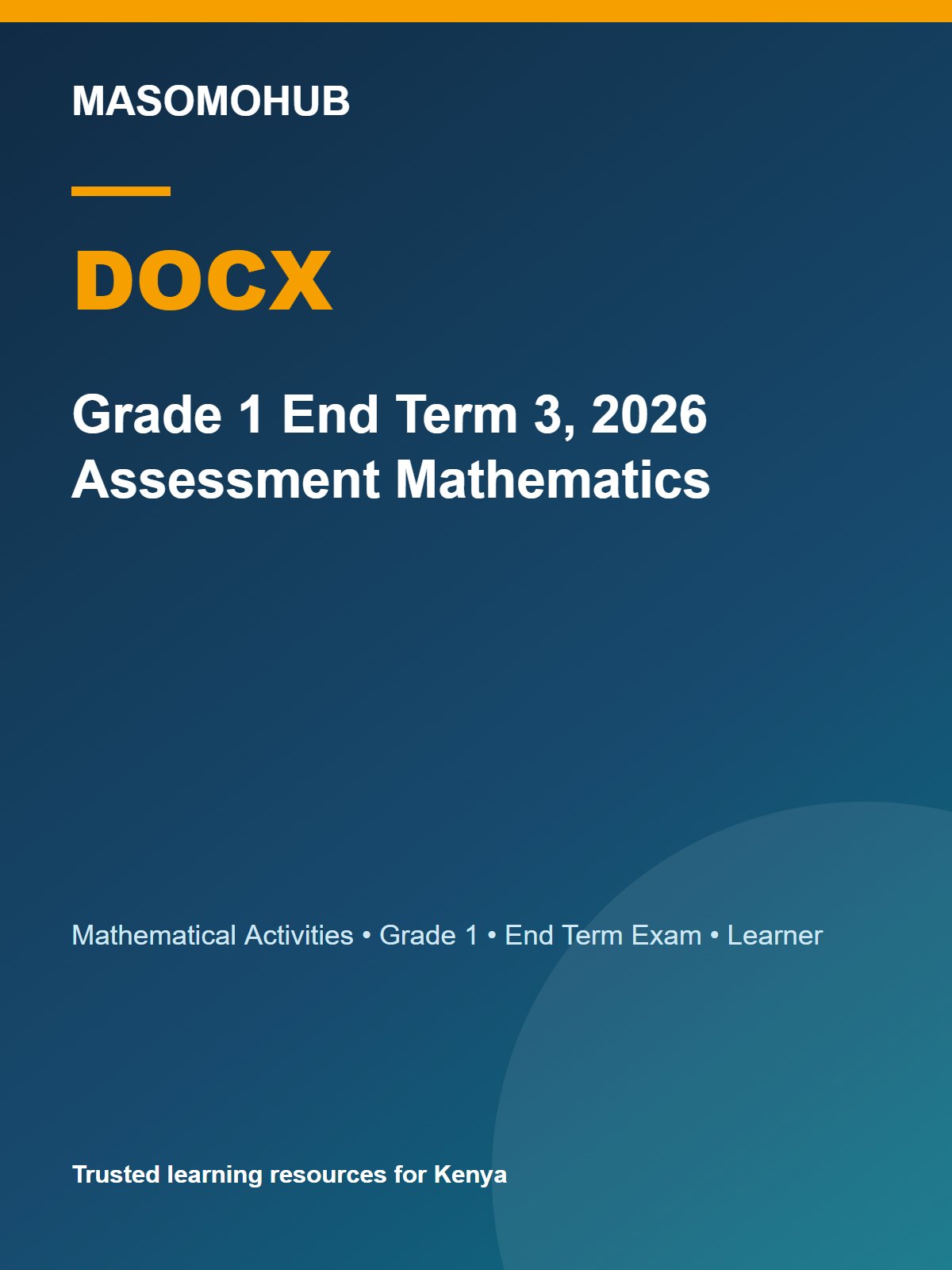 Thumbnail preview of Grade 1 End Term 3, 2026 Assessment Mathematics