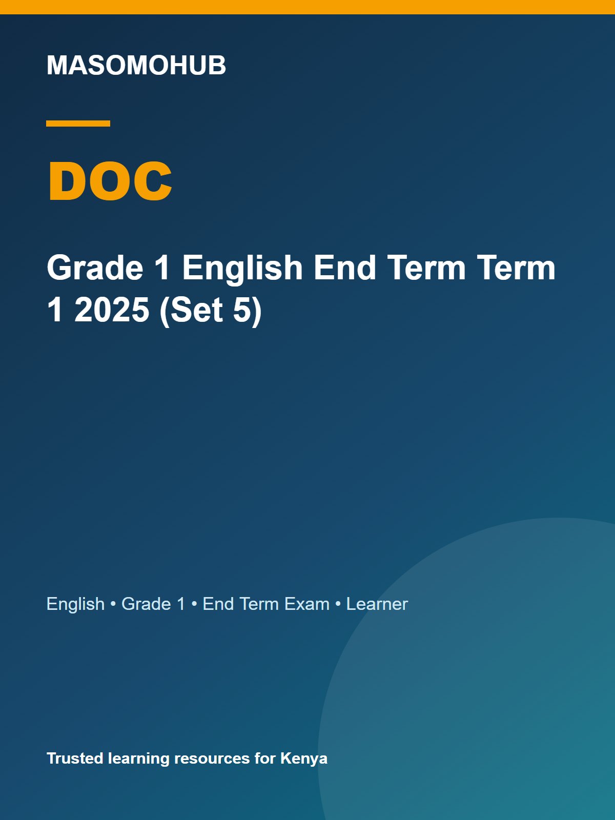 Thumbnail preview of Grade 1 English End Term Term 1 2025 (Set 5)