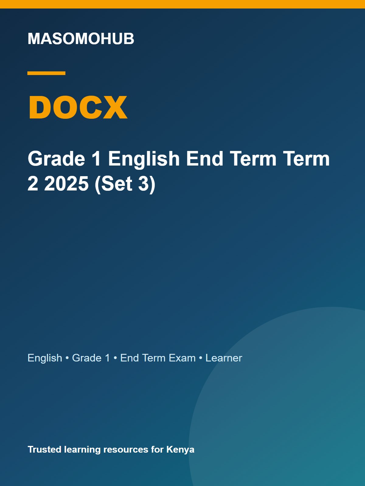 Thumbnail preview of Grade 1 English End Term Term 2 2025 (Set 3)