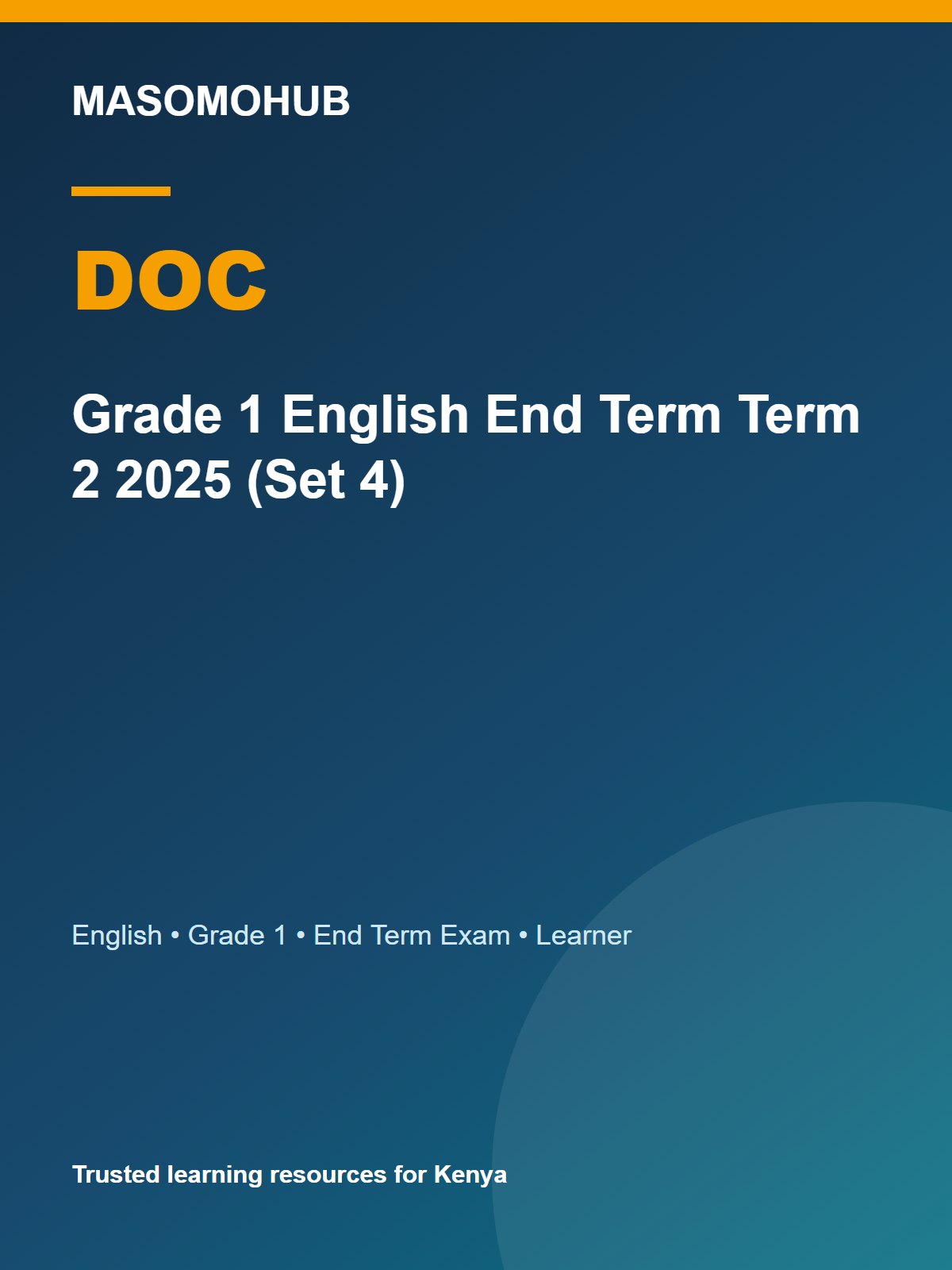 Thumbnail preview of Grade 1 English End Term Term 2 2025 (Set 4)