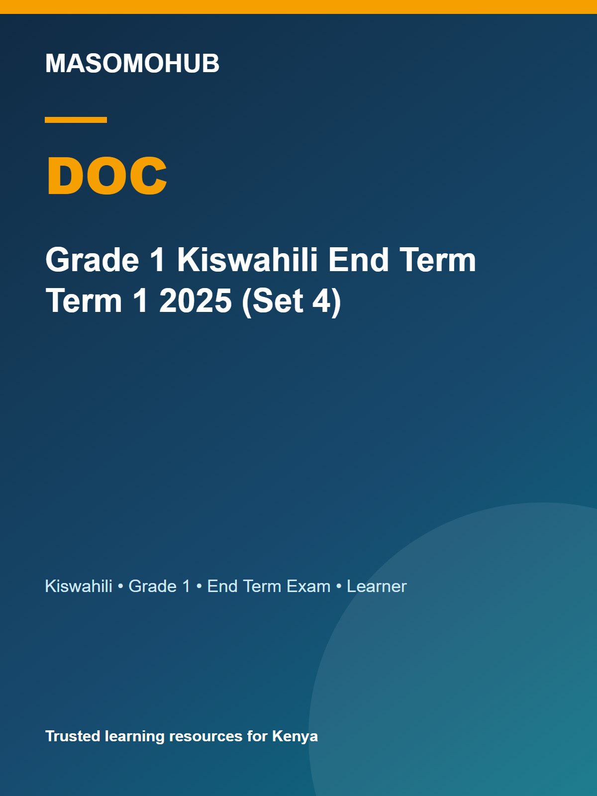Thumbnail preview of Grade 1 Kiswahili End Term Term 1 2025 (Set 4)
