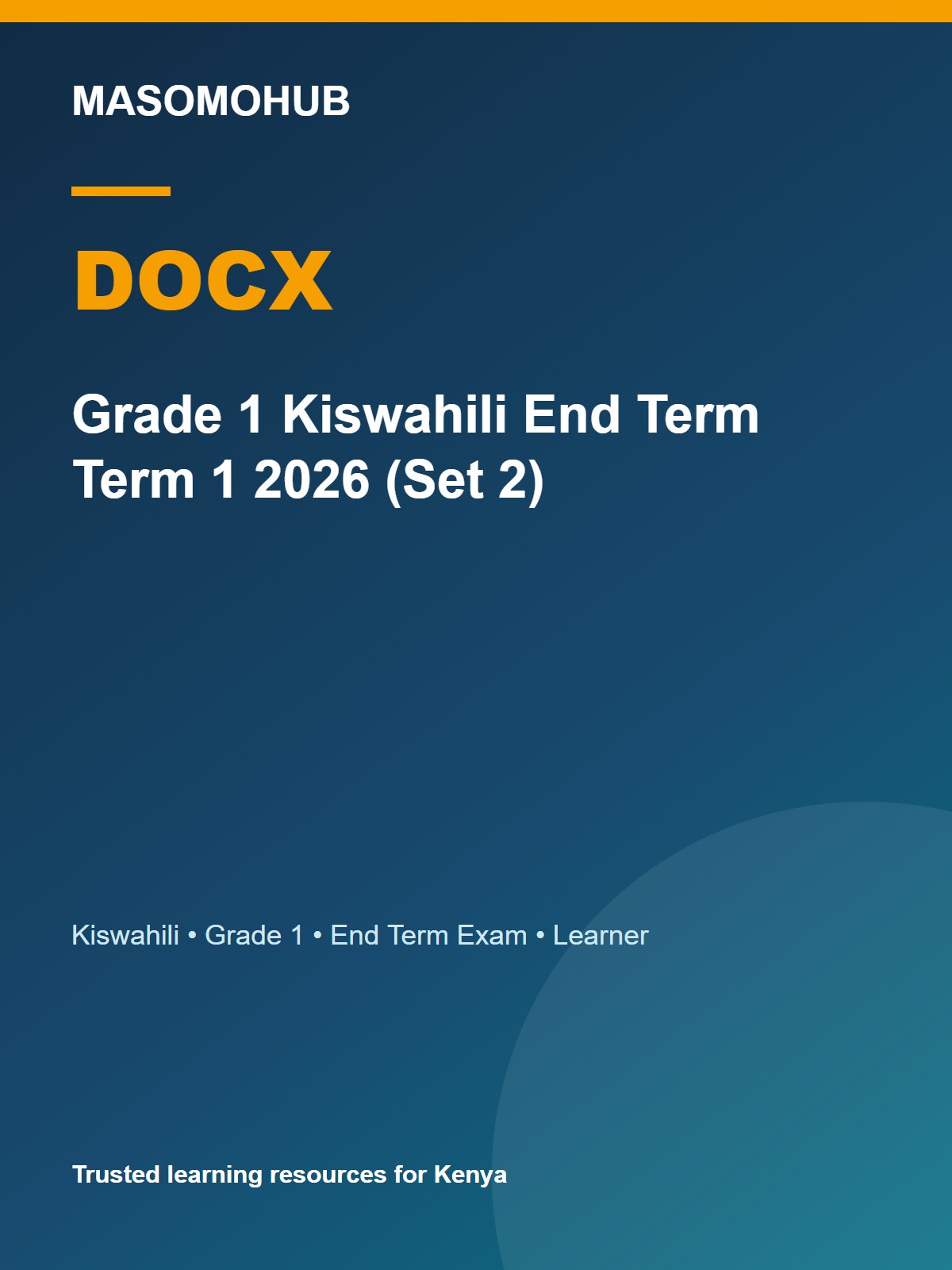 Thumbnail preview of Grade 1 Kiswahili End Term Term 1 2026 (Set 2)