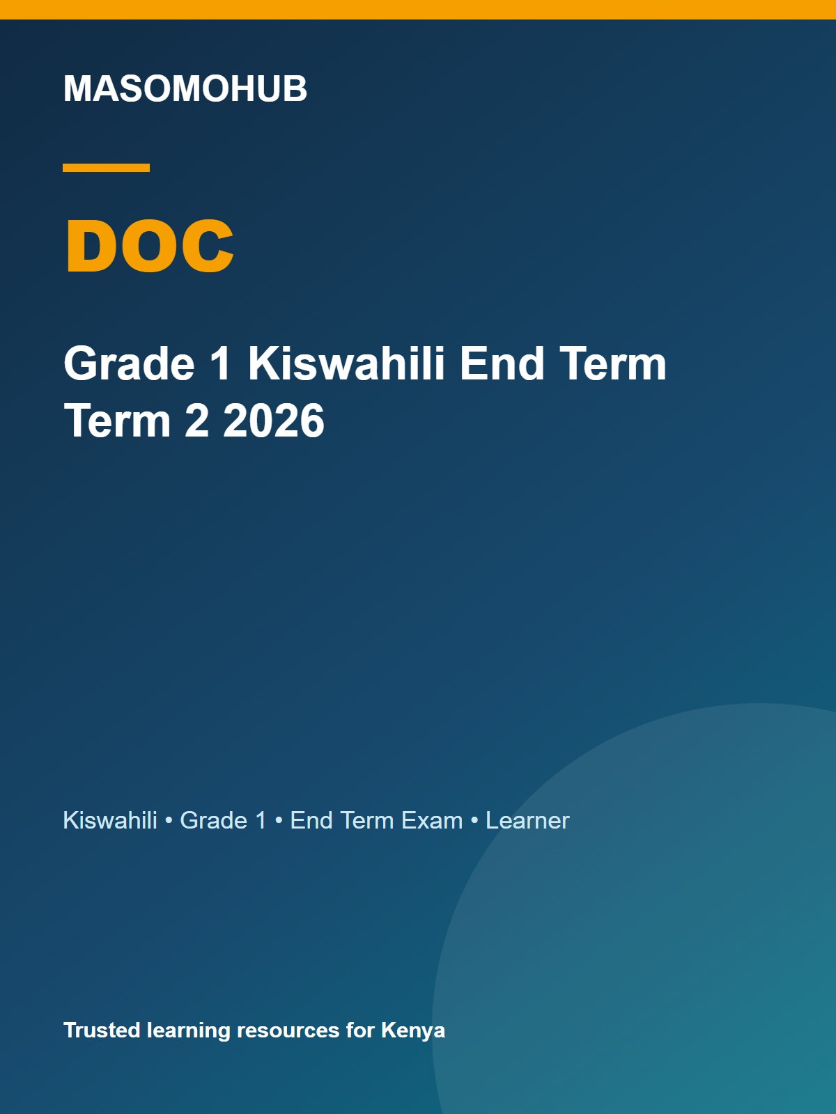 Thumbnail preview of Grade 1 Kiswahili End Term Term 2 2026