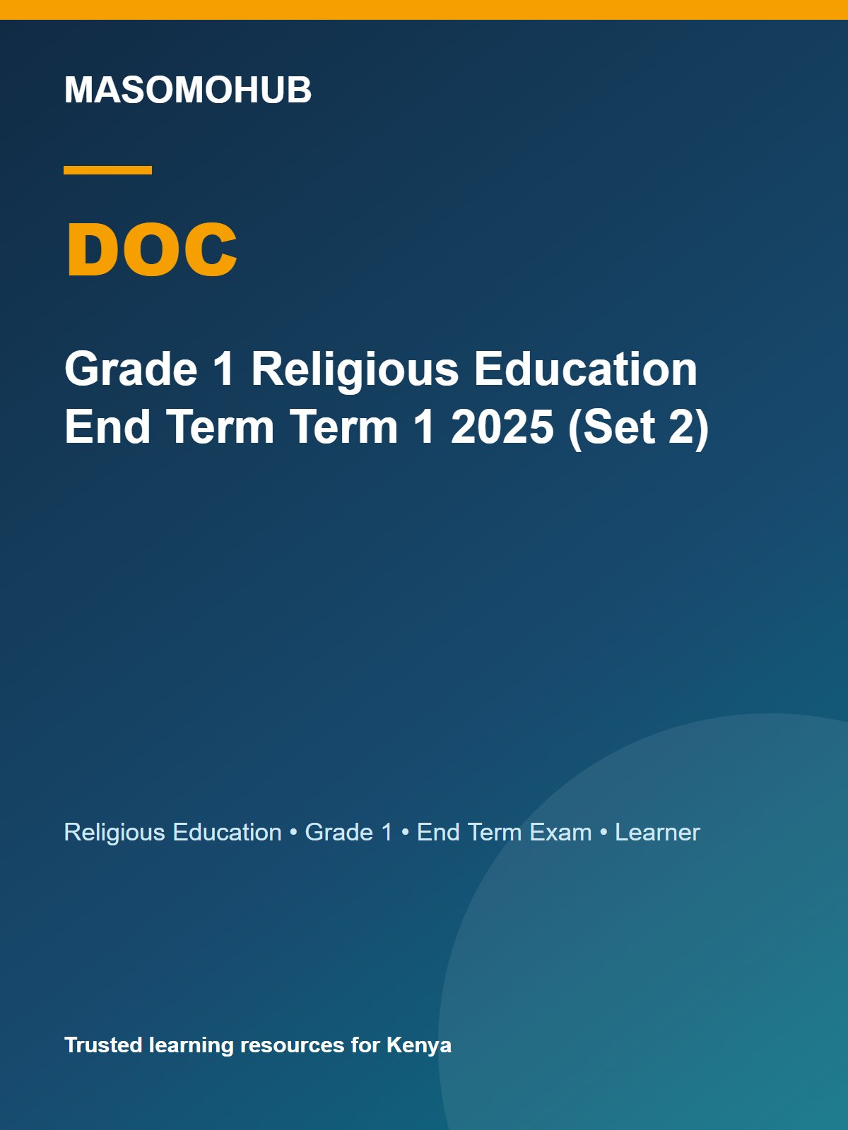 Thumbnail preview of Grade 1 Religious Education End Term Term 1 2025 (Set 2)