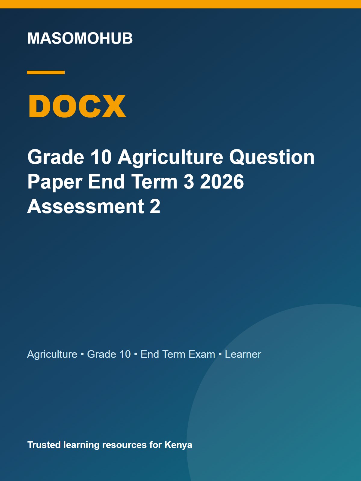 Preview of Grade 10 Agriculture Term 3 End-Term Exam 2026