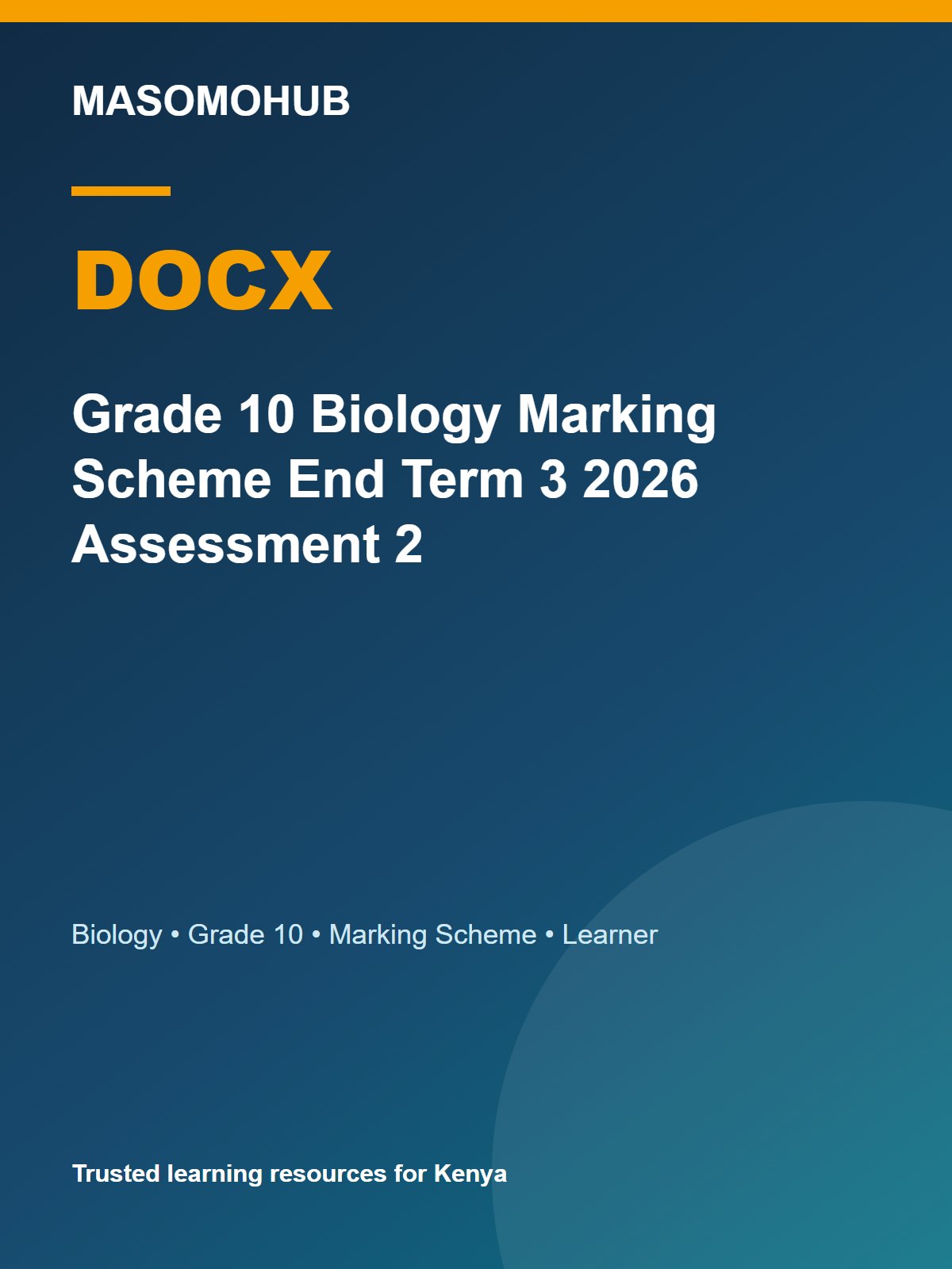 Thumbnail preview of Grade 10 Biology Marking Scheme End Term 3 2026 Assessment 2