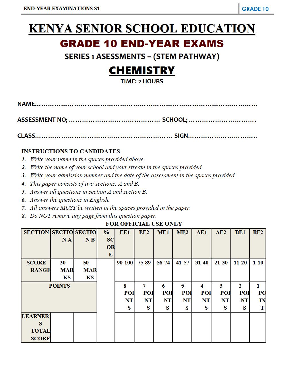 Thumbnail preview of Grade 10 Chemistry End Year Exam 1 2026_4