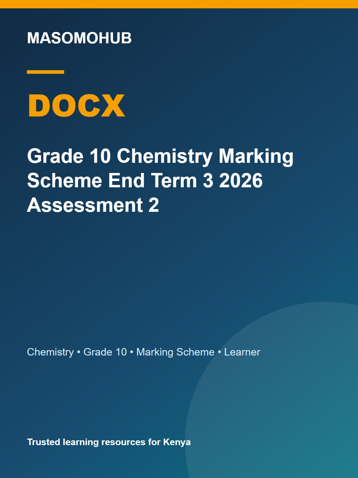 Thumbnail preview of Grade 10 Chemistry Marking Scheme End Term 3 2026 Assessment 2