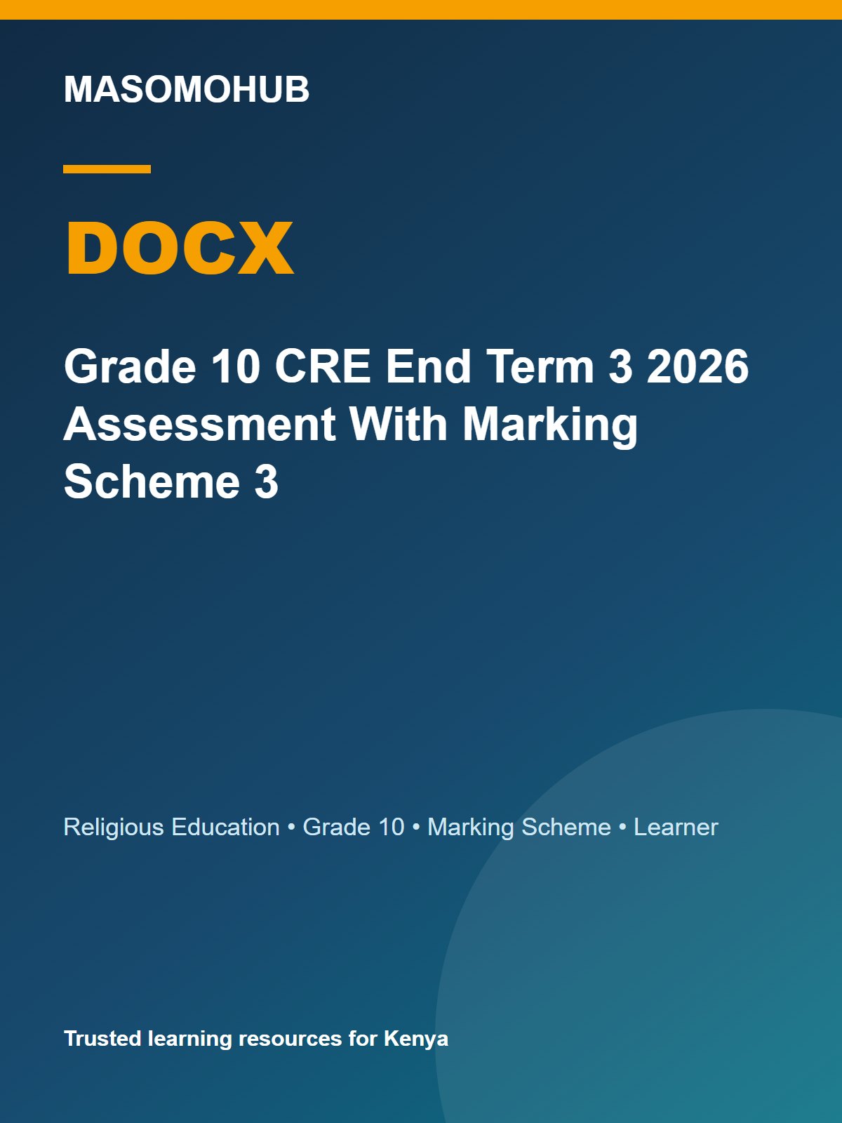 Preview of Grade 10 Christian Religious Education (CRE) Term 3 End-Term Marking Scheme 2026