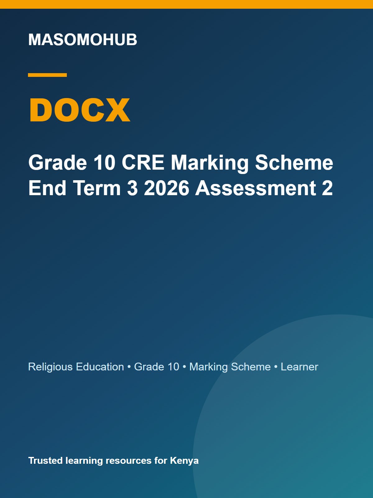 Preview of Grade 10 Christian Religious Education (CRE) Term 3 End-Term Marking Scheme 2026