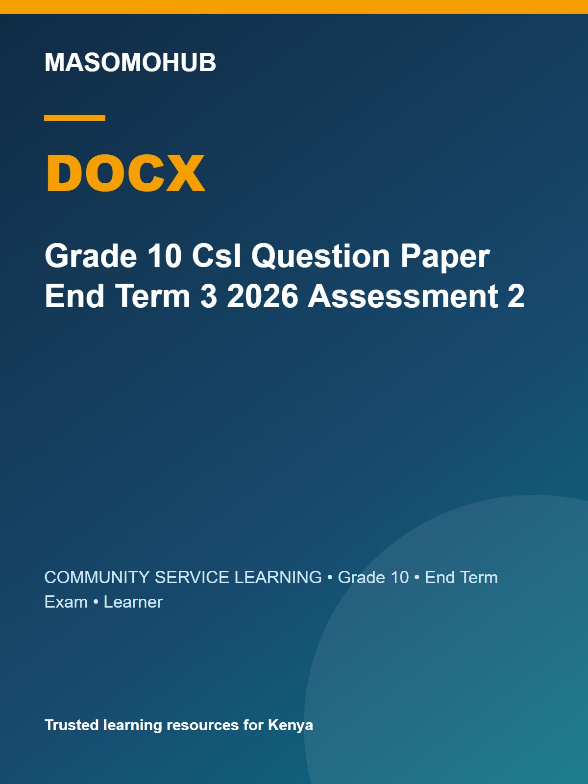 Preview of Grade 10 Community Service Learning Term 3 End-Term Exam 2026